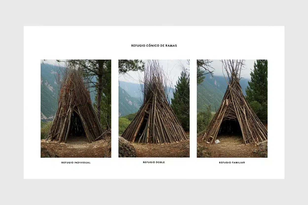 Diferentes formas de crear refugios tipo "Tipi" o cónicos