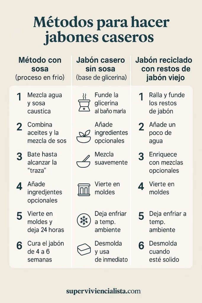 Comparativa de métodos para hacer jabones caseros