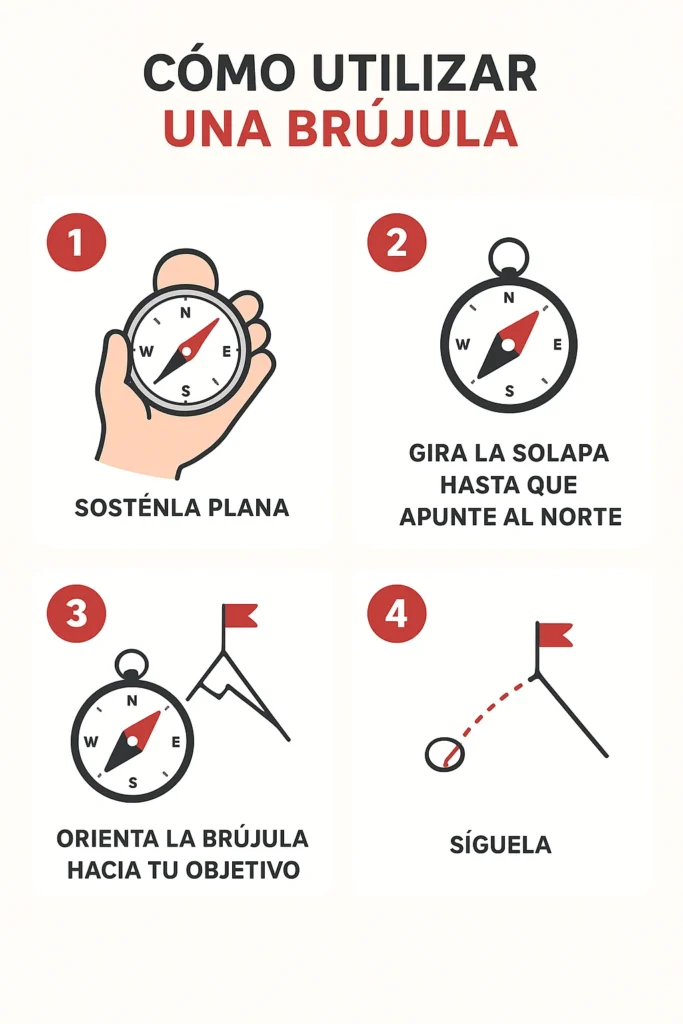 Infografía como utilizar una brújula