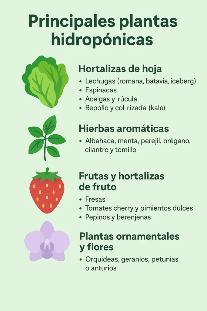 Plantas hidropónicas más habituales y fáciles de cuidar