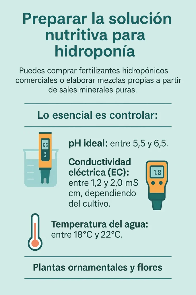 Preparar la solución nutritiva para hidroponía