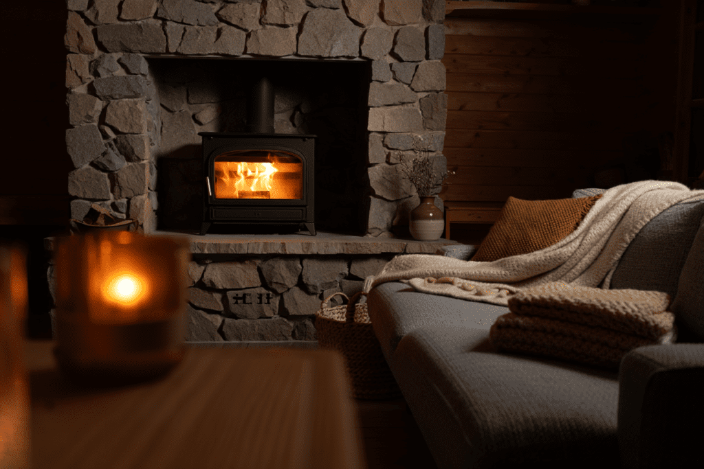 Las estufas de leña son ideales para una decoración rústica