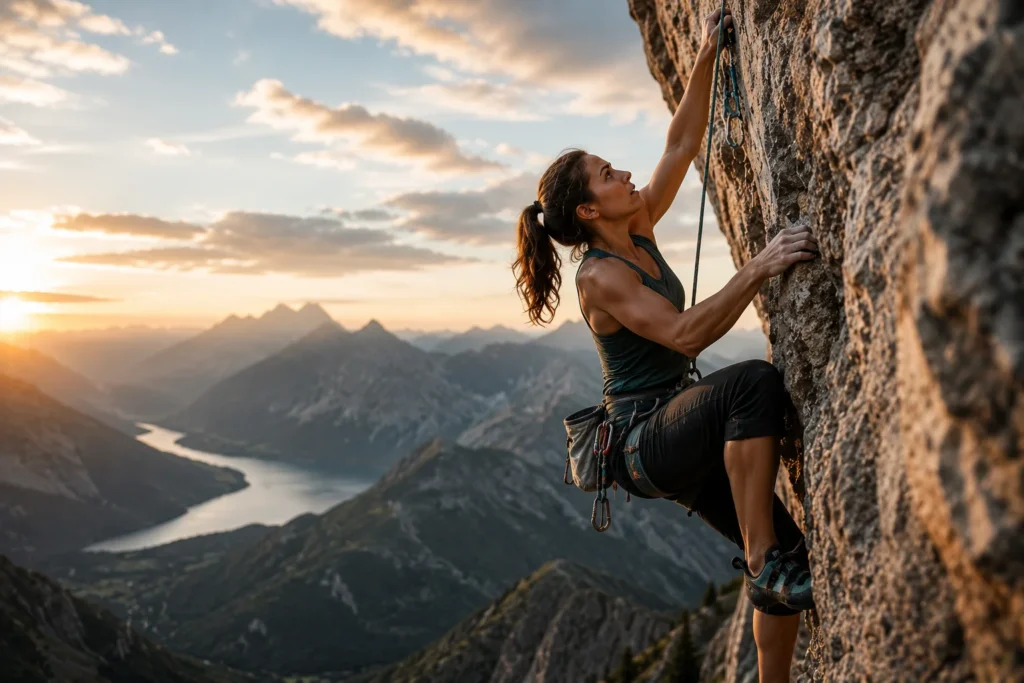 Mujer realizando escalada