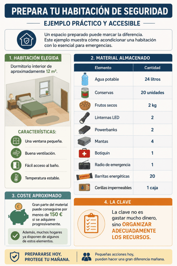 infografía sobre cómo preparar un refugio temporal en casa