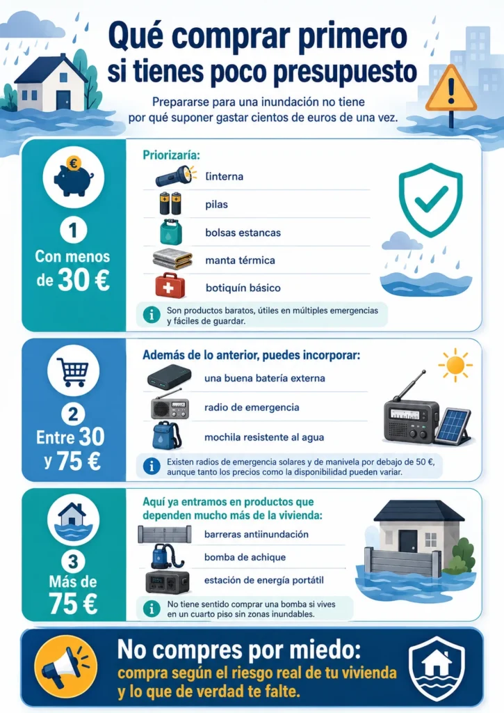 Qué comprar primero si tienes poco presupuesto tener preparado antes de una Dana