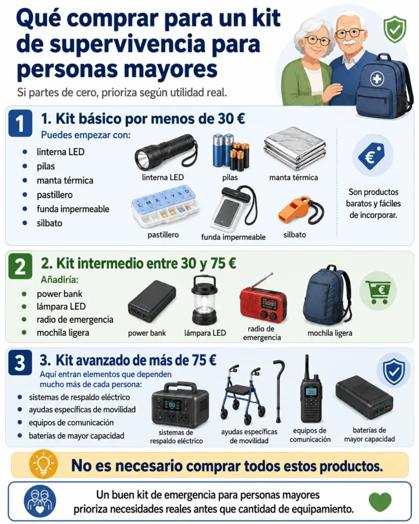 qué comprar para un kit para personas mayores según presupuesto