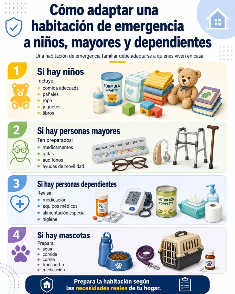 Cómo adaptar una habitación de emergencia a niños, mayores y dependientes