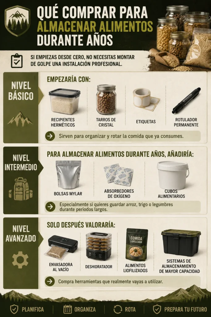 Qué comprar para almacenar alimentos durante años
